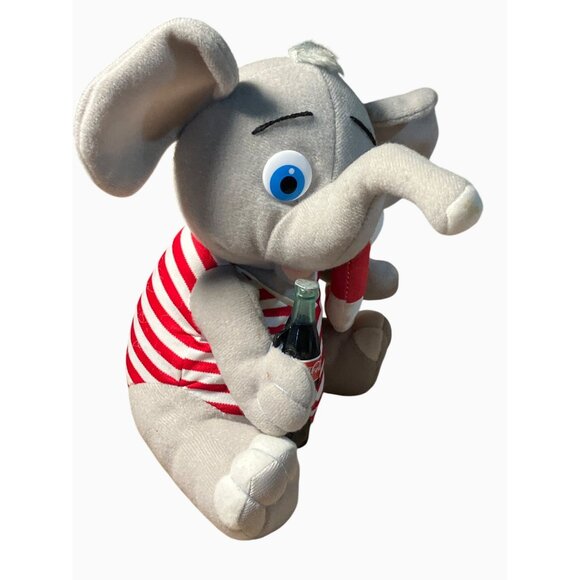 Coca-Cola Elephant Plush Toy 1993 Striped Overalls Collectible - Picture 3 of 14